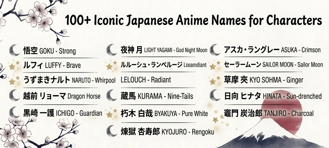 100+ Amazing Japanese Anime Names for Characters (With Kanji)