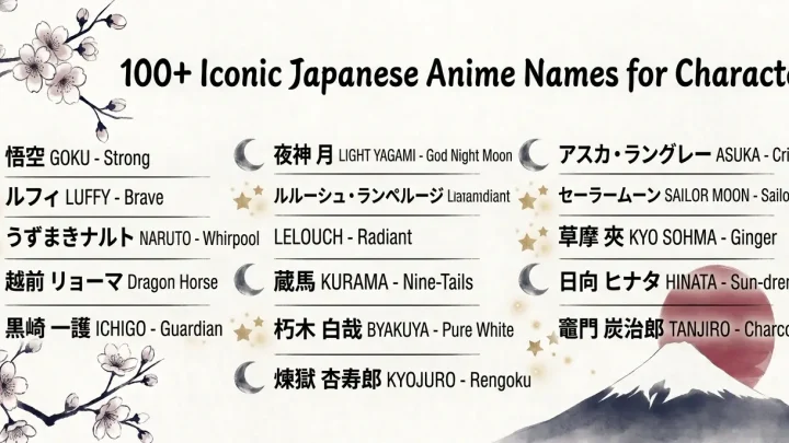100+ Amazing Japanese Anime Names for Characters (With Kanji)